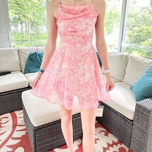 Pink Floral Sleeveless Dress